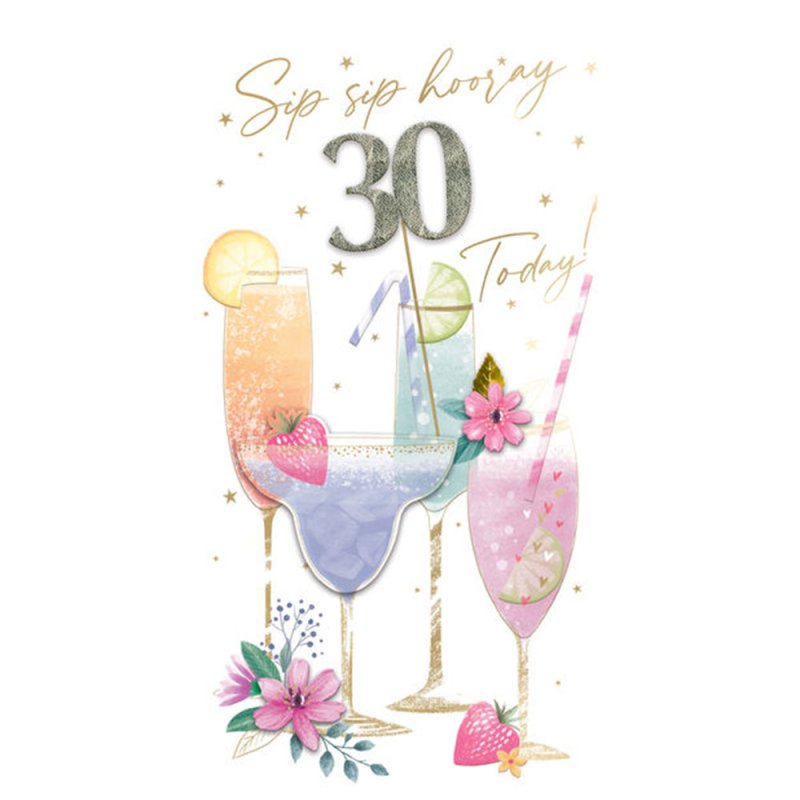 30th Cocktails Birthday Card