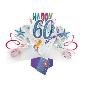 Pop Up Happy 60th Champagne Bottle Card
