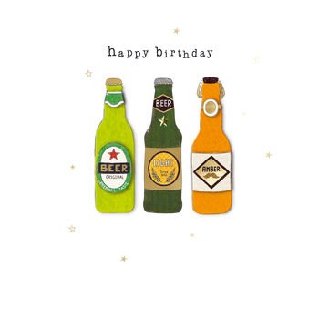 3 Beer Bottles - Birthday card