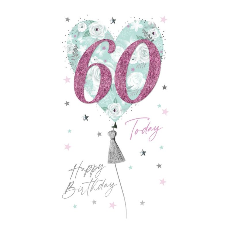 60th Balloons - Birthday Card