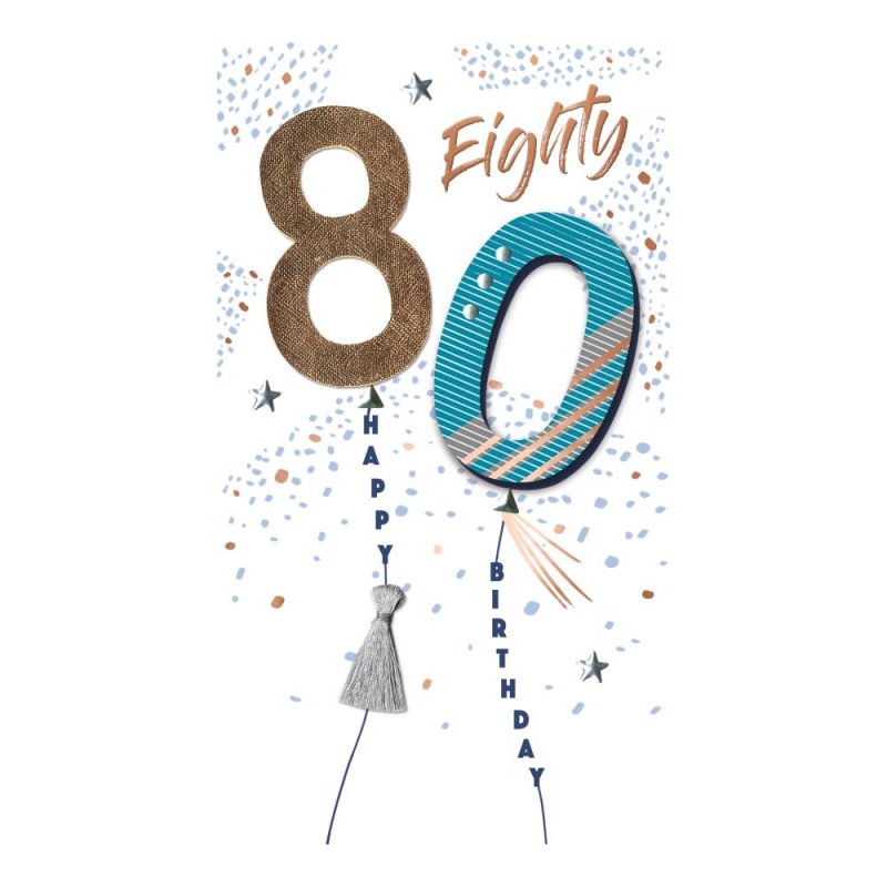 80th Balloons - Birthday Card