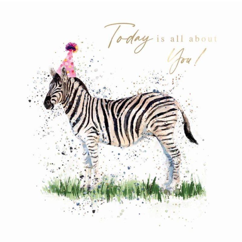 Zebra With Party Hat Birthday Card