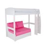 Stompa Duo Uno S Highsleeper Frame With Pink Double Sofa Bed White