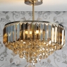 Laura Ashley Vienna Crystal & Antique Brass 3 Light Semi Flush Ceiling Light