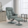 Bradfield Swivel Recliner Chair & Footstool Lisbon Teal