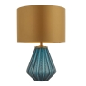 Linstead Turquoise Glass Lamp With Gold Shade