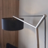 St James XL Angular Floor Lamp in Matt Nickel With Black Shade