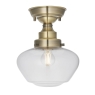 Sibton Timeless Antique Brass Semi Flush With Clear Glass