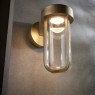 Die Cast IP44 Brushed Gold & Clear Glass LED Wall Light