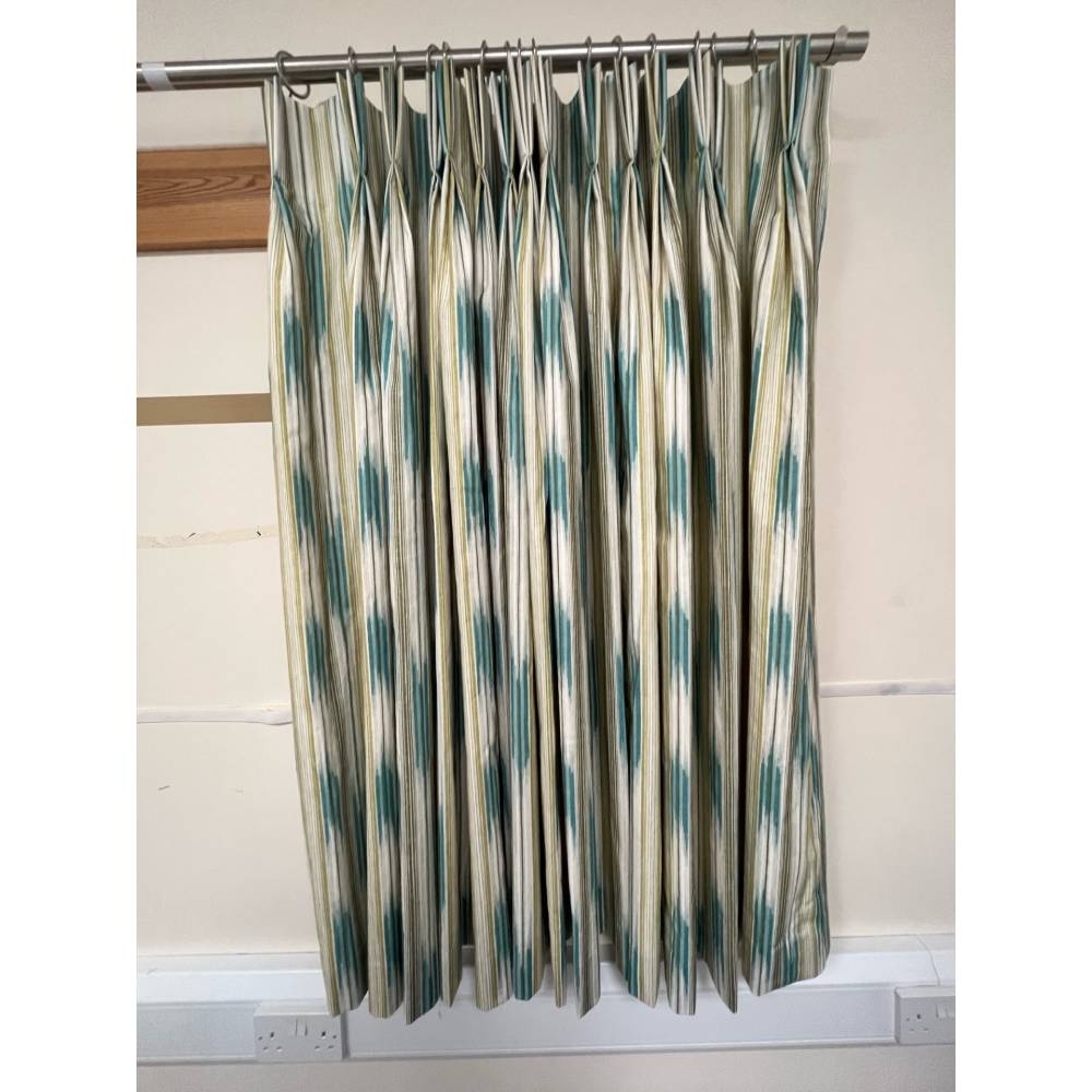 Ishi Nettle/Celeste Triple Pinch Pleat Curtains 128.5cm Glasswells