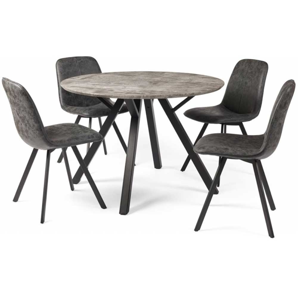 Titan Round Dining Table & Four Dining Chairs Glasswells