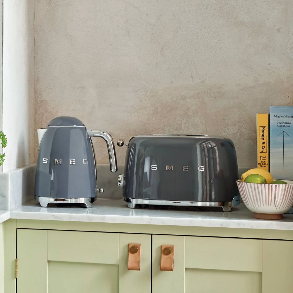 Smeg 2 Slice Toaster Slate Grey Glasswells