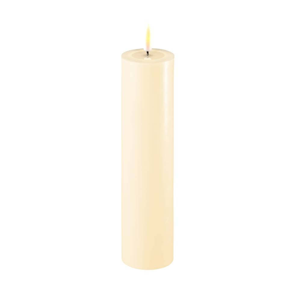 Deluxe Homeart Real Flame Led Candle Cream 5 x 20cm Glasswells