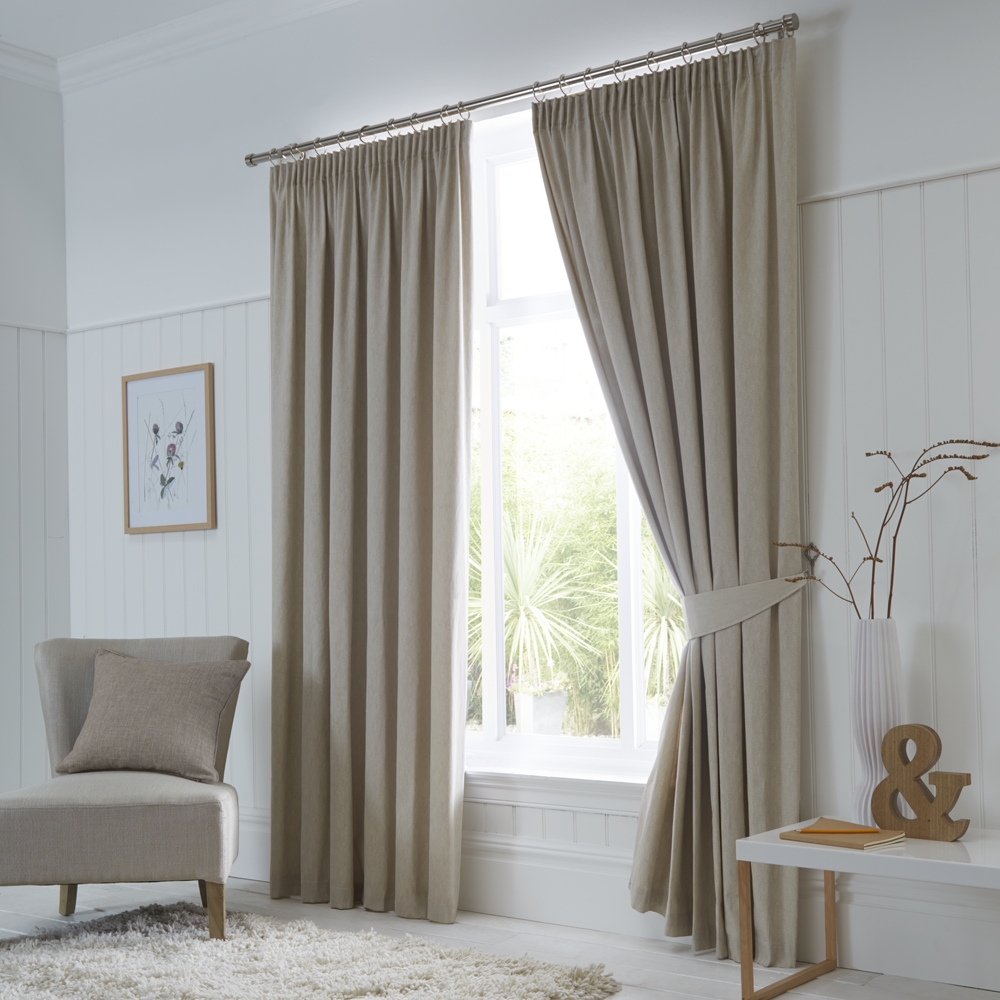 Fusion Dijon Pencil Headed Curtains Lined Natural - Glasswells