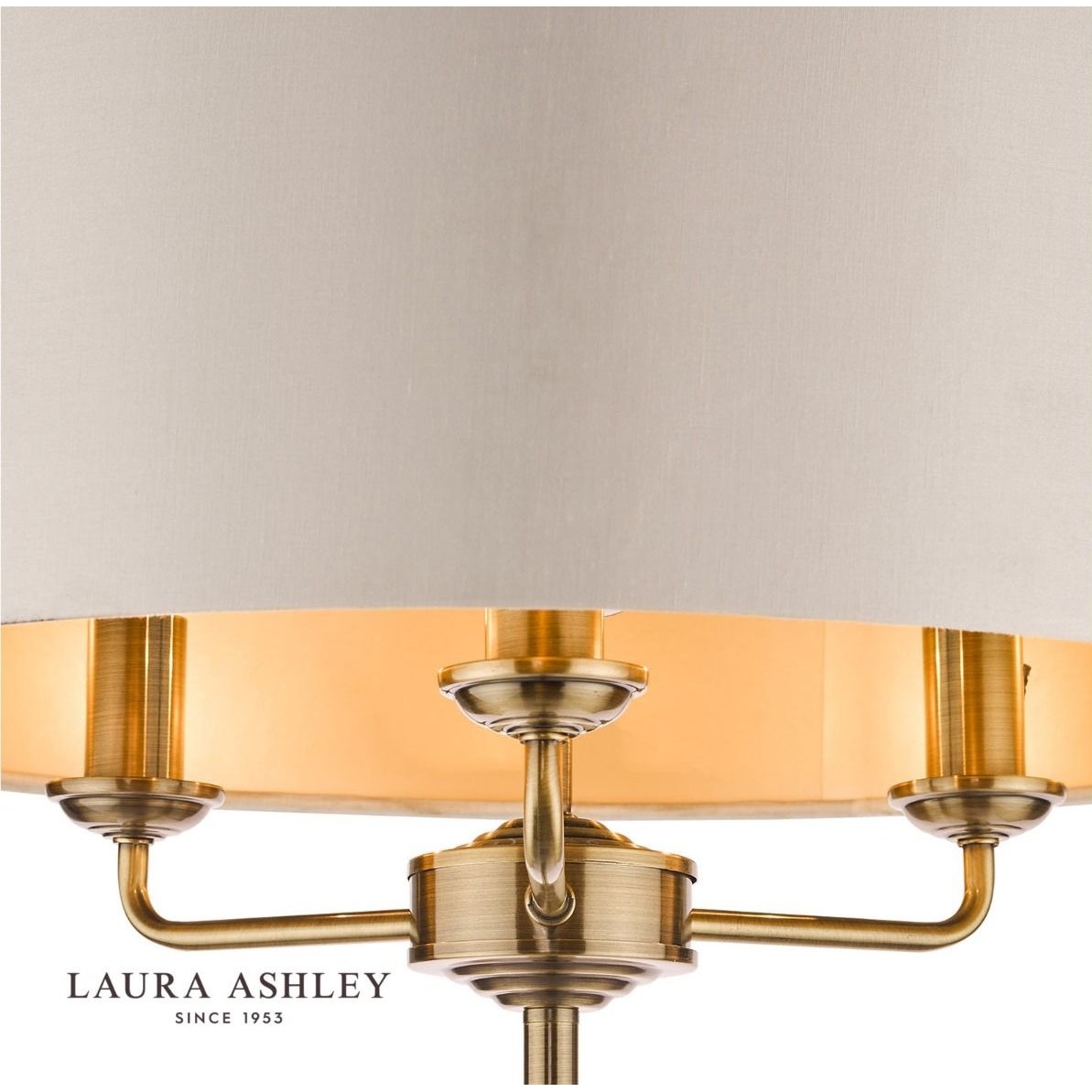 Laura Ashley Sorrento 3lt Floor Lamp Antique Brass With Ivory Shade
