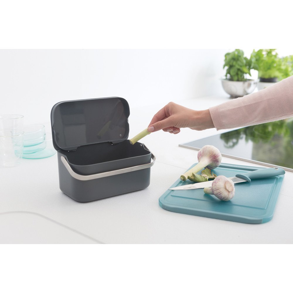 Brabantia Food Waste Caddy 1.8L Dark Grey Glasswells