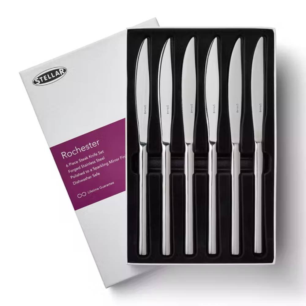 Stellar Rochester 6 Pc Steak knife Set Glasswells