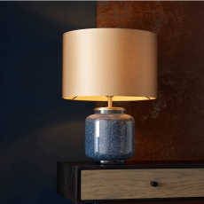 Kersey Cobalt Glass Table Lamp With Gold Shade