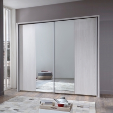Marlborough Sliding Door Mirrored Wardrobe 200cm & Passe-Partout In Polar Larch