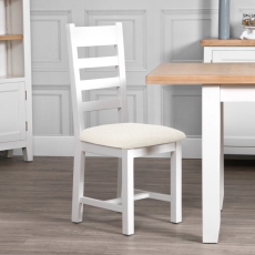 Elveden Ladderback Dining Chair Fabric Seat White