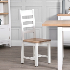 Elveden Ladderback Dining Chair Wooden Seat White
