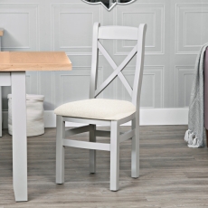 Elveden Cross Back Dining Chair Fabric Seat Grey