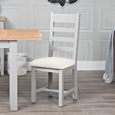 Elveden Ladderback Dining Chair Fabric Seat Grey