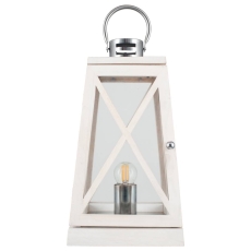 White Wash and Chrome Lantern Table Lamp