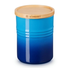 Le Creuset Medium Storage Jar With Wood Azure