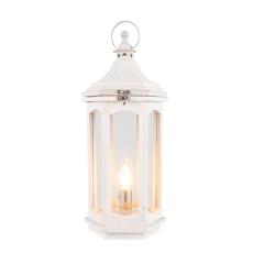 Adaline White Wash Wood Lantern Table Lamp