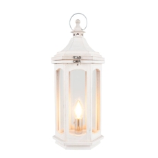 White Wash Wood Lantern Table Lamp