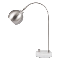 Feliciani Brushed Silver & White Marble Table Lamp