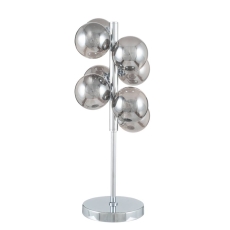 Smoke Glass Orb and Chrome Table Lamp