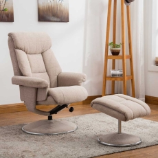 Bradfield Swivel Recliner Chair & Footstool Lisbon Wheat