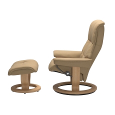 Stressless Mayfair Classic M Chair with Footstool Paloma Sand & Oak - QUICK SHIP