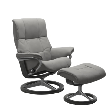 Stressless Mayfair M Signature Chair with Footstool Paloma Silver & Grey - QUICK SHIP