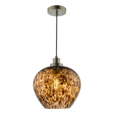 Dar Leandra Tortoiseshell Glass and Antique Brass Pendant