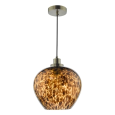 Dar Leandra Tortoiseshell Glass and Antique Brass Pendant