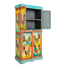 Fiesta Hand Painted Vintage Folk Pattern 4 Door Cabinet