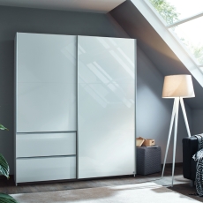 Sorrento 2 Door Sliding Wardrobe 175cm High Polish White Aluminium Handles