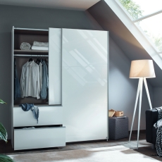 Sorrento 2 Door Sliding Wardrobe 175cm High Polish White Aluminium Handles