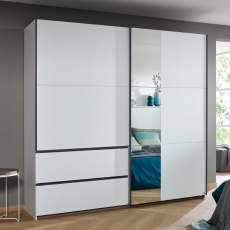 Sorrento 2 Door Sliding Wardrobe 218cm Alpine White Metallic Grey Handles