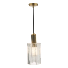 Dar Nikolas Ribbed Cylinder Pendant Solid Brass