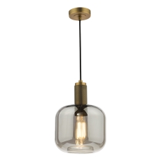 Dar Nikolas Pendant Smoked Glass Brass