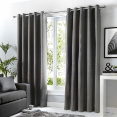 Fusion Sorbonne Eyelet Headed Curtain Lined Charcoal