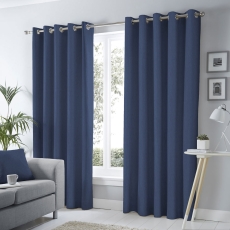 Fusion Sorbonne Eyelet Headed Curtain Lined Navy