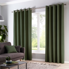 Fusion Sorbonne Eyelet Headed Curtain Lined Bottle Green