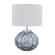 Laura Ashley Elderdale Table Lamp Smoked Glass & Polished Chrome With Shade