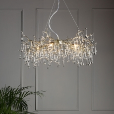 Laura Ashley Willow 5lt Pendant Satin Champagne Crystal