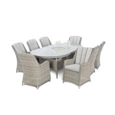 Oakham Grand Oval Garden Dining Set with Ice Bucket, Lazy Susan & 8 Armchairs